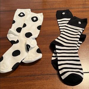 Kate Spade Black and White Polka Dot and Striped Socks